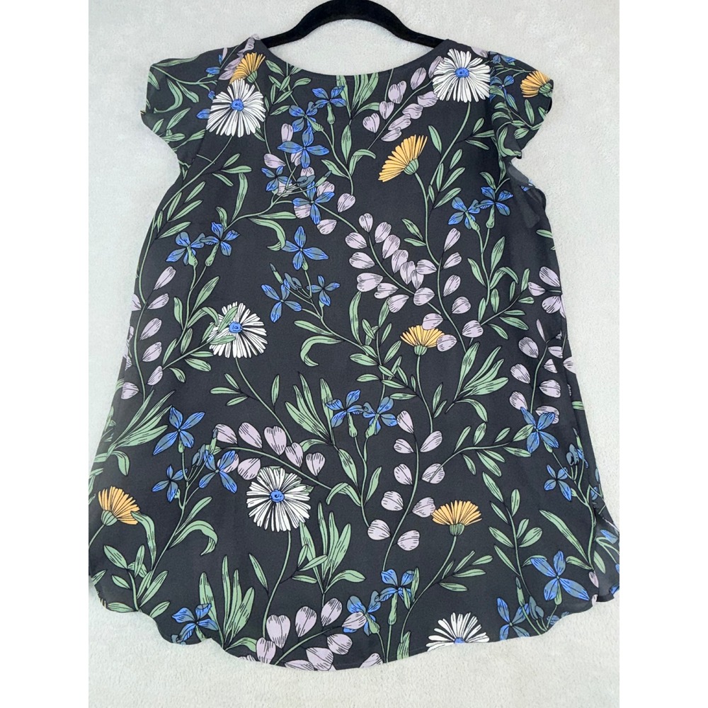 LOFT Black Floral Blouse